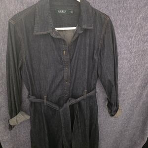 Ralph Lauren Dark Indigo Denim Long Sleeve Shirt Dress